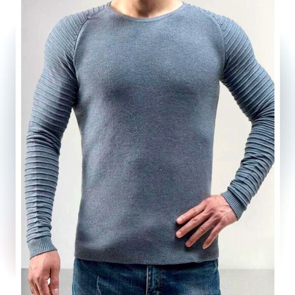 Other - Coofandy Men’s charcoal grey fitted ribbed crewneck sweater size L.